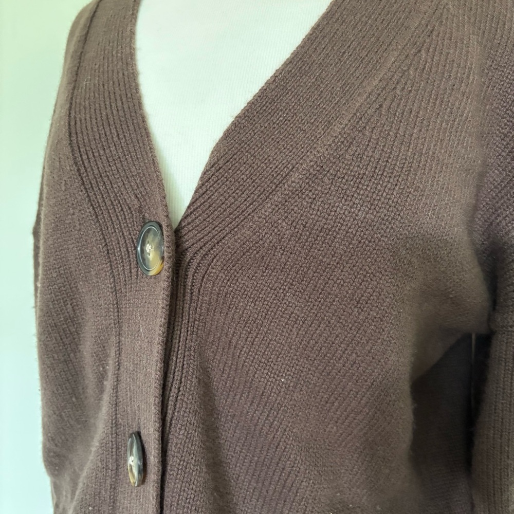 Loulou Studio Chocolate Brown Tiberine Cardigan Sweater Wool Cashmere S - Picture 6 of 9